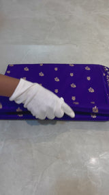 HOV EXCLUSIVE HANDLOOM BANASARI KATAN SILK SAREE - PURPLE - BIG BUTA PAISLEY-110