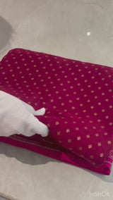 Handloom Fekua Banarasi Khaddi Georgette Silk Saree - Butidar - Red Pink