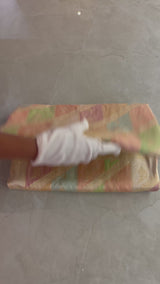 HOV Exclusive Handloom Banarasi Katan Silk Saree - Checks - Rangakat- Off White Green  - 107