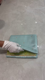 HOV Handloom Chanderi Silk Saree - Border Paisley Buta - Sky Blue - 54-02