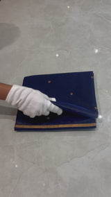 HOV Handloom Chanderi Silk Saree - Border Paisley Buta - Dark Blue - 54-03-04