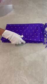 Handloom Kadhua Banarasi Saree - Purple Silver Buti