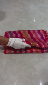 HOV EXCLUSIVE HANDLOOM BANARASI KATAN SILK SAREE - RED - RANGKAT - 114