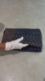 Ajrakh Chanderi Cotton Saree With Maheshwari Border