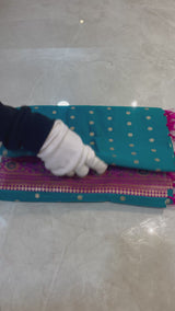 Real Zari Handloom Kadhua Banarasi Shalu Silk Satin Saree - Sangita