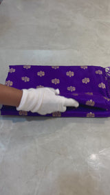 HOV EXCLUSIVE HANDLOOM BANARASI KATAN SILK SAREE - PURPLE - CHEVRON BUTA - 111