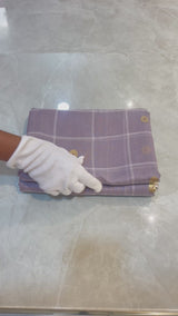 HOV HANDLOOM CHANDERI SAREE - LOTUS BUTA - CHECKS WITH ROUND BUTA - 103