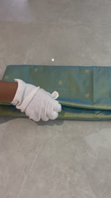 Handloom Paithani Silk Saree - Tawa Pallu - Cyan