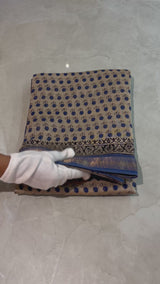 HOV Hand-Block Print Saree Zari Border - 005-01