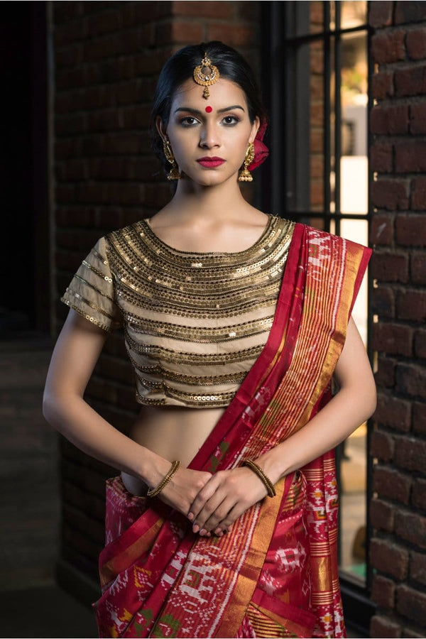 Golden Bridal Hand Embroidered Blouse - Vaarasa