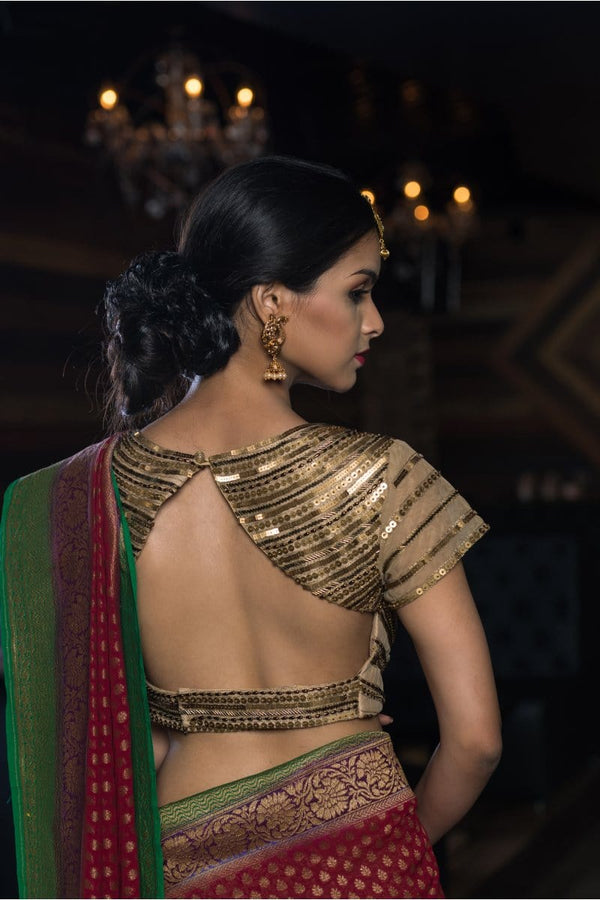 Golden Bridal Hand Embroidered Blouse - Vaarasa