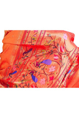 Yellow Triple Muniya Border Parrot Peacock Motif Paithani Saree- 3gm gold zari - Vaarasa