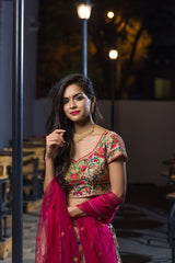 Shaheen Golden Bridal Lehenga - Vaarasa