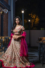 Shaheen Golden Bridal Lehenga - Vaarasa