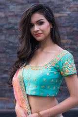 Nishika Sky Blue Lehenga - Vaarasa
