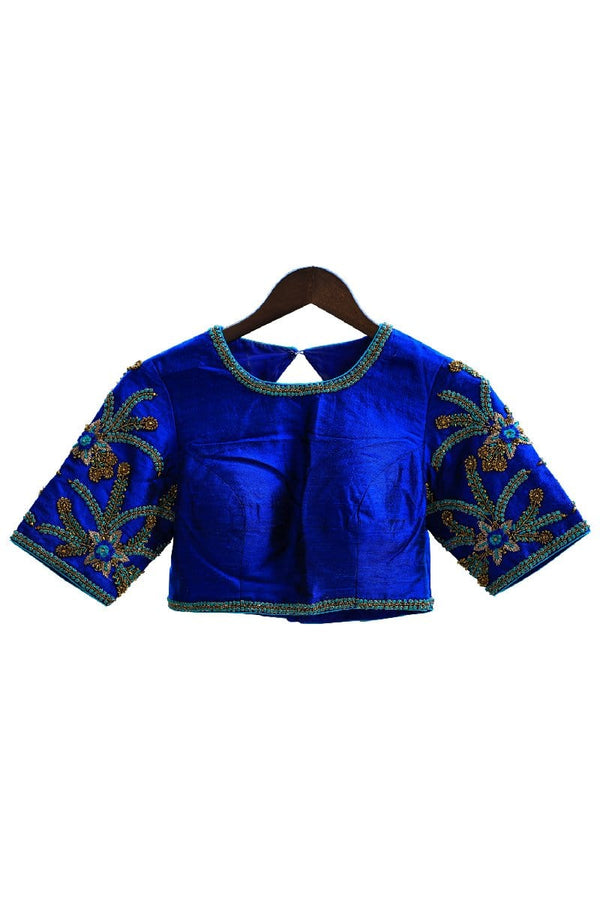 Basic Must Have Blue Green Raw Silk Blouse - Vaarasa