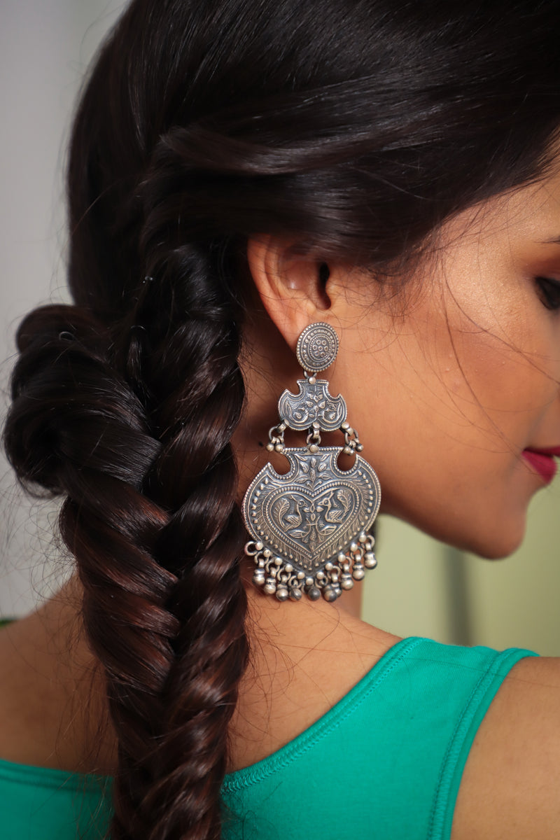 Silver Long Statement Earrings
