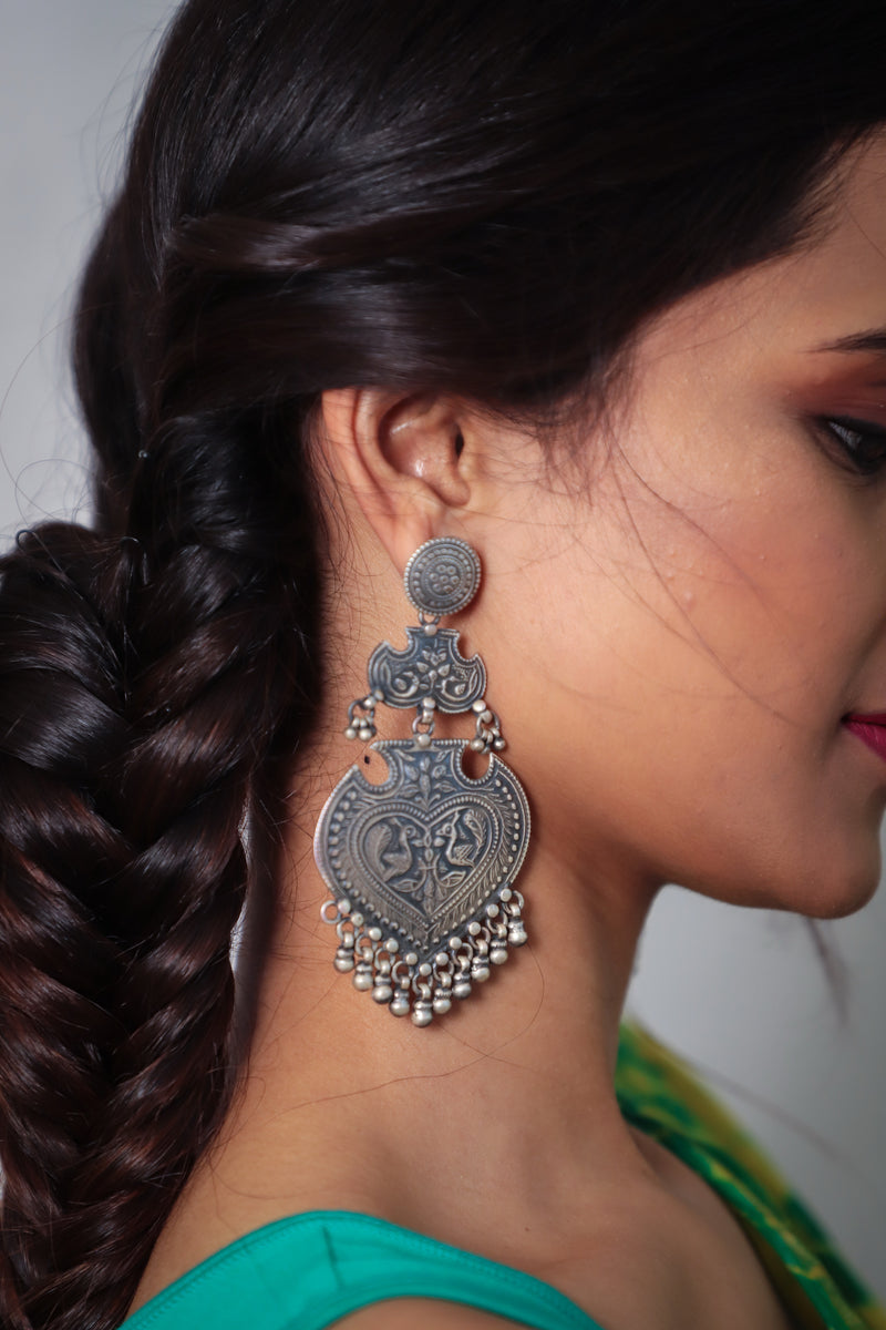 Silver Long Statement Earrings
