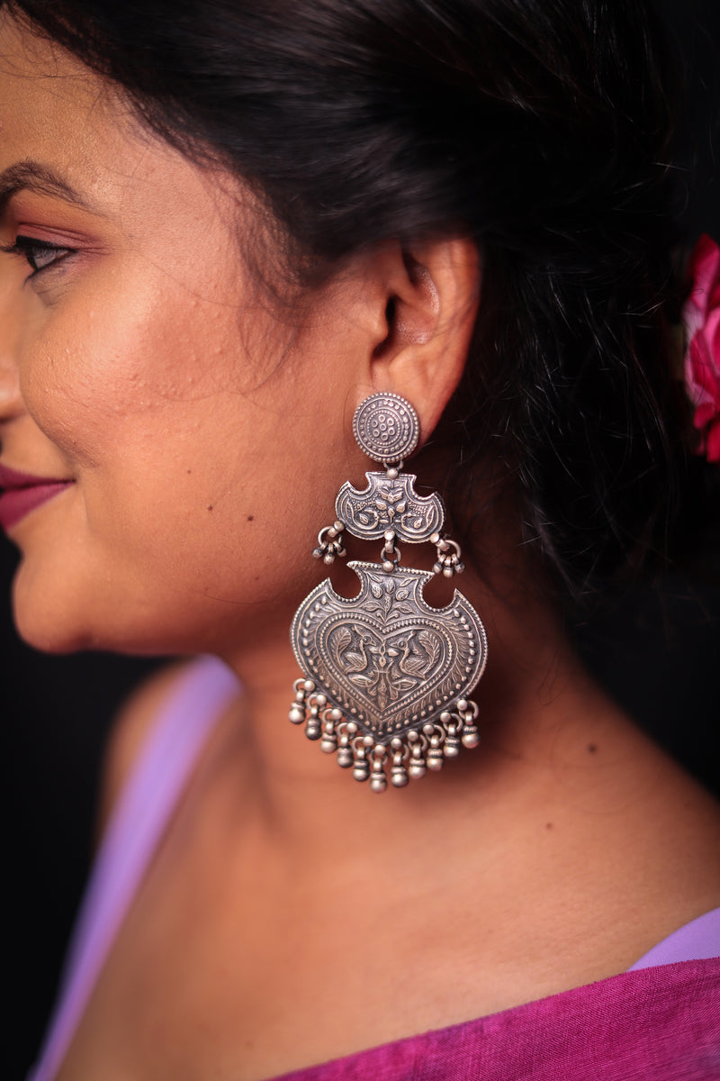 Silver Long Statement Earrings