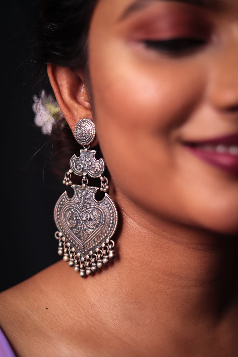 Silver Long Statement Earrings