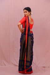 Navy Blue Jamdani Motif Saree