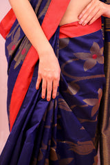 Navy Blue Jamdani Motif Saree