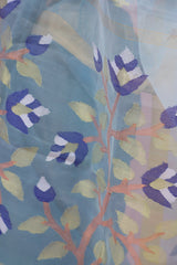 Handwoven Sky Blue Muslin Jamdani Saree