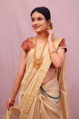 Antique Gold Handloom Chanderi Saree In Pure Silk