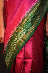 Pink Green Border Handloom Double Ikat Patola - Vaarasa