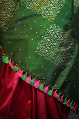 Pink Green Border Handloom Double Ikat Patola - Vaarasa