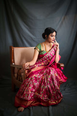 Multicolor Handloom Double Ikat Patola Saree - Vaarasa