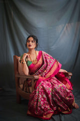 Multicolor Handloom Double Ikat Patola Saree - Vaarasa