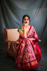 Multicolor Handloom Double Ikat Patola Saree - Vaarasa