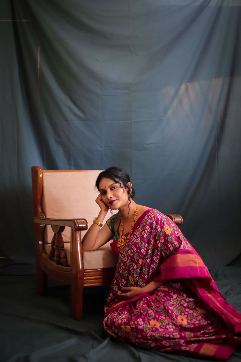Multicolor Handloom Double Ikat Patola Saree - Vaarasa