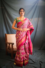 Multicolor Handloom Double Ikat Patola Saree - Vaarasa