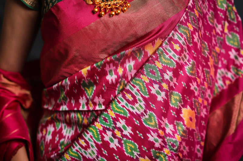 Multicolor Handloom Double Ikat Patola Saree - Vaarasa