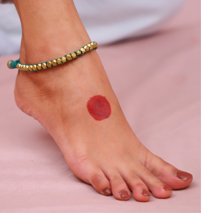 Dhokra Brass Green Statement Anklet – House Of Vaarasa